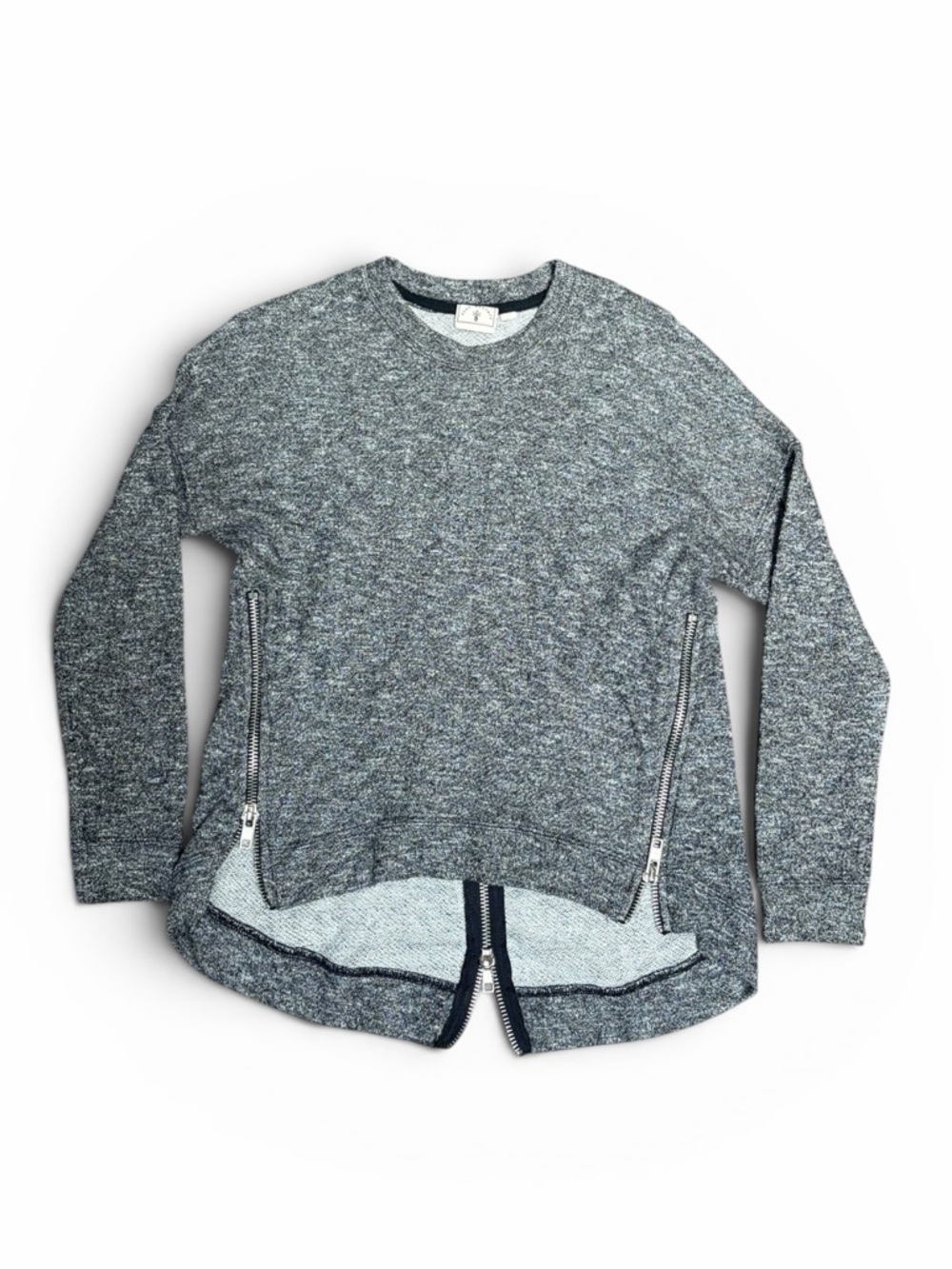 Knot Sisters Zip-Detail Heather Grey Pullover Sweater